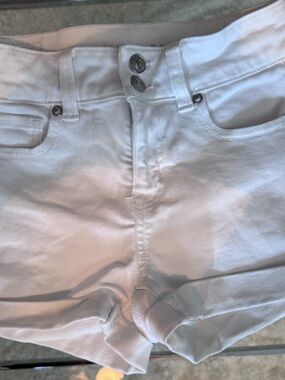 American Eagle White High-Rise Stretch Denim Shorts